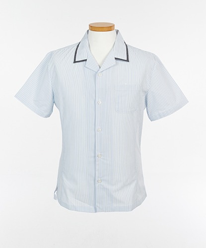 라인배색 하늘색 스트라이프 반팔 셔츠 (잠신고 해당) 교복셔츠 교복 학생복
