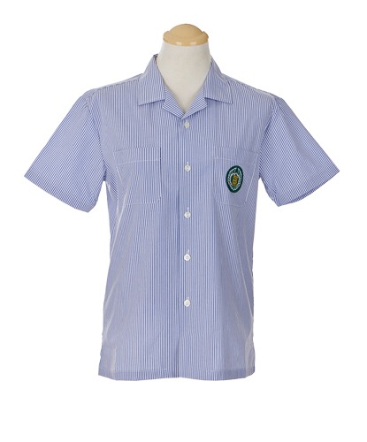 투포켓 블루 스트라이프 반팔 셔츠 (청운중) 교복셔츠 교복 학생복