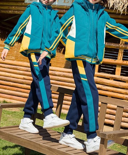옐로우 두줄라인 청록색 후드조끼 운동복 세트(후드조끼+점퍼+바지) 교복 학생복 키즈~성인 까지 사이즈 모두 생산가능