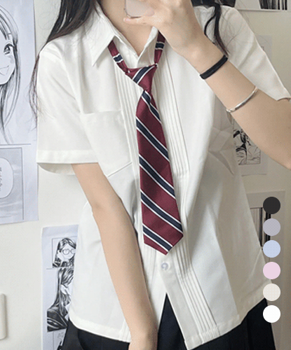 [대여] 아코디언 반팔 주름 교복셔츠(6color) 교복 학생복