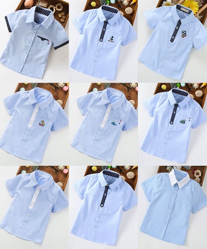 [대여] 스카이블루 반팔 디자인 교복셔츠 9종 교복 학생복 키즈~성인 까지 사이즈 모두 생산가능