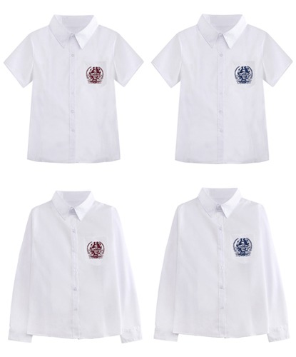 [대여] 화이트 일본스타일 컬러자수 베이직 교복셔츠(반팔or긴팔) 교복 학생복