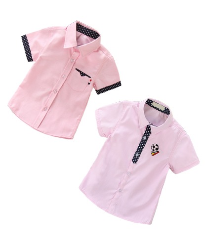핑크 반팔 디자인 교복셔츠 2종 교복 학생복 키즈~성인 까지 사이즈 모두 생산가능