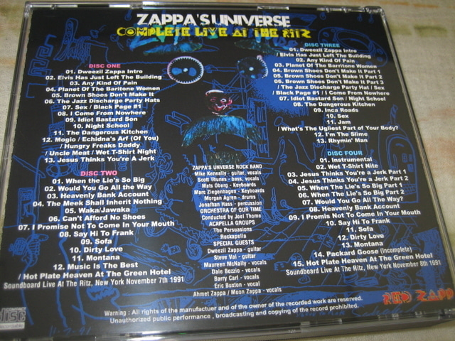 ZAPPA'S UNIVERSE - COMPLETE LIVE AT THE RITZ (4CD , BRAND NEW) - rzrecord