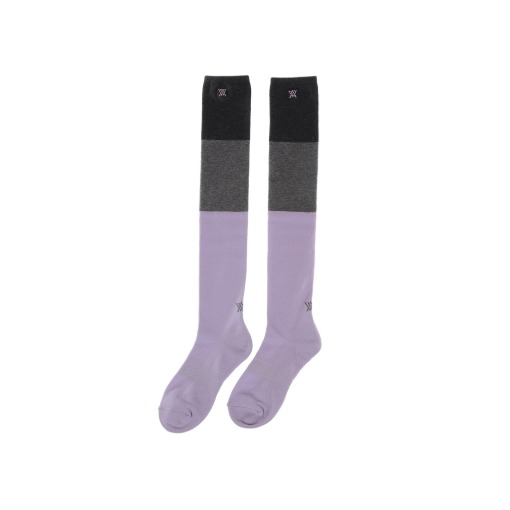 W Three-tone Color Block Knee High Socks_LV
