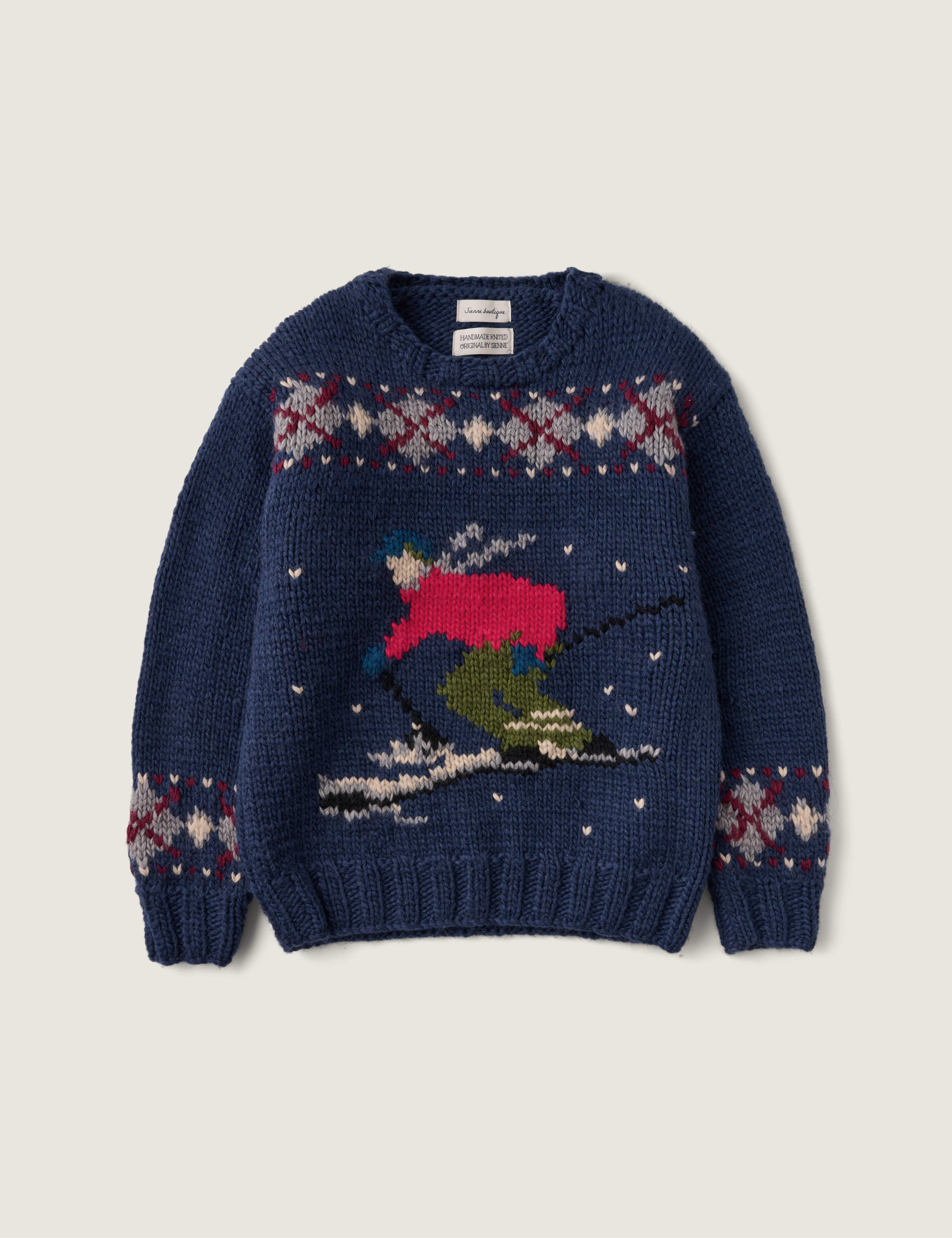 SIENNE ローズ ウール ハンド ニット クリーム Rose Wool Hand Knit