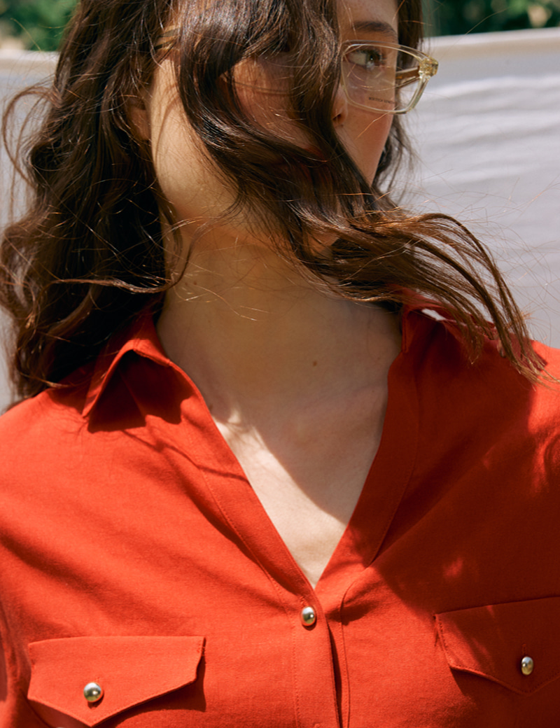 [2nd] Holly Linen Shirt(Red)