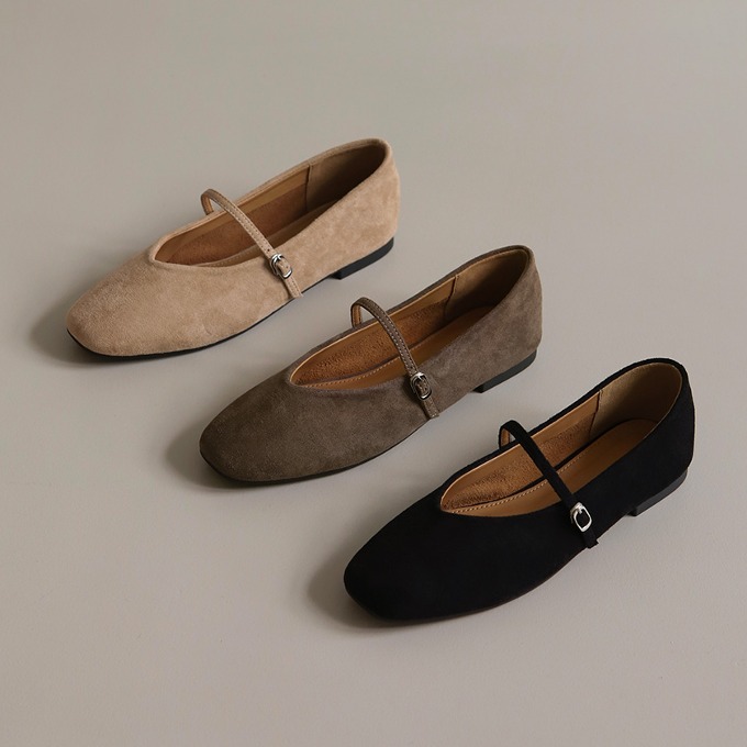 SAPPUN KOREA Honeydew Suede Maryjane Flats 1cm