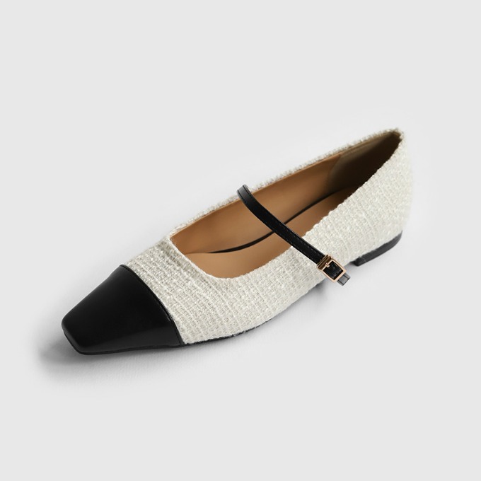 Rowells Tweed Mary jane Flats (1cm)