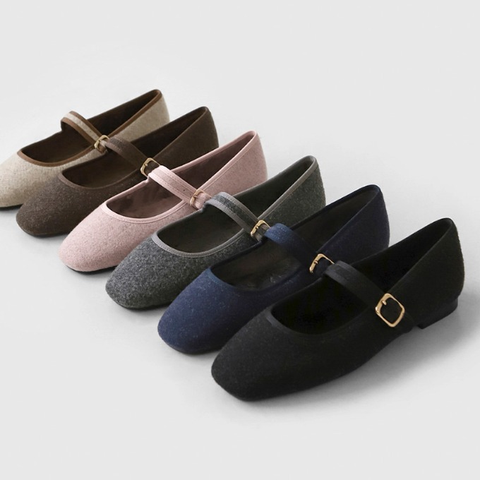 Selloni ファー裏地 メリージェーン フラットシューズ (1cm) | SAPPUN