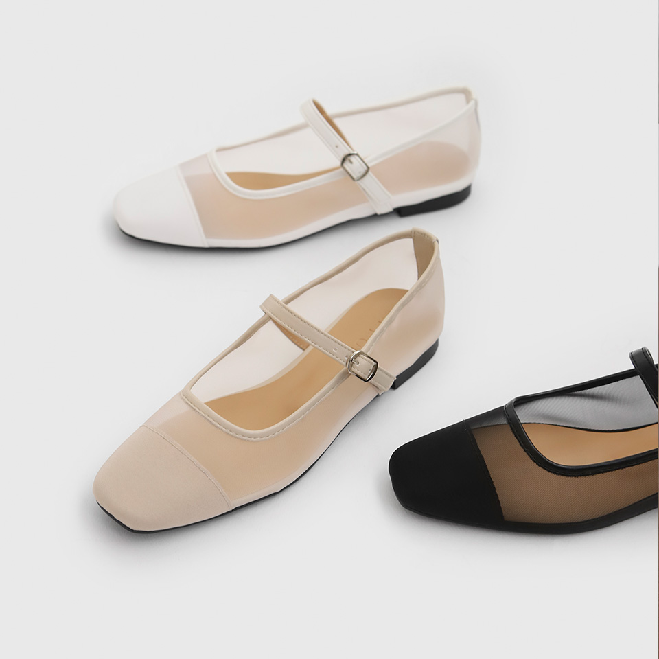 Maniel Mesh Maryjane Flats (1cm) - SAPPUN Maniel Mesh Maryjane Flats (1cm) - SAPPUN