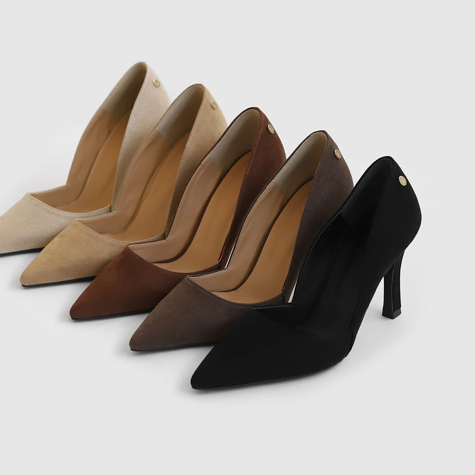Escarpins Stiletto André En Daim Noir - Taille UK 5 (neuf Avec Petits Défauts)