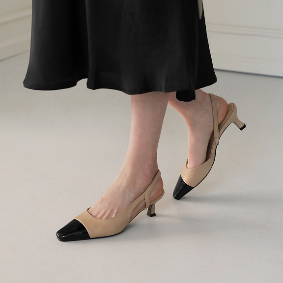 Amara two tone Square Slingback heel (5cm)