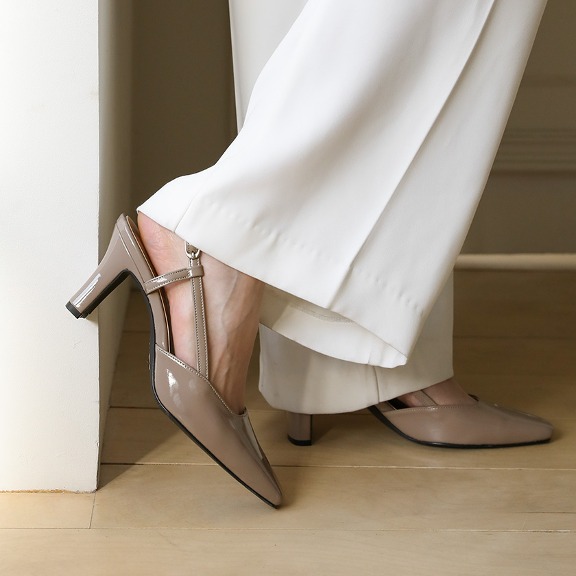 Irove Enamel Square Slingback heel (5/7cm)