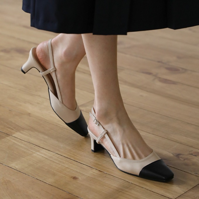 SAPPUN KOREA Irove two tone Slingback Heels (5cm)