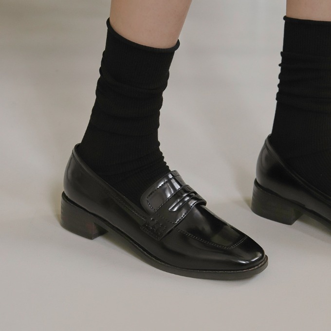 SAPPUN KOREA - Mcleary リアルウッドヒール ペニーローファー (3.5cm)