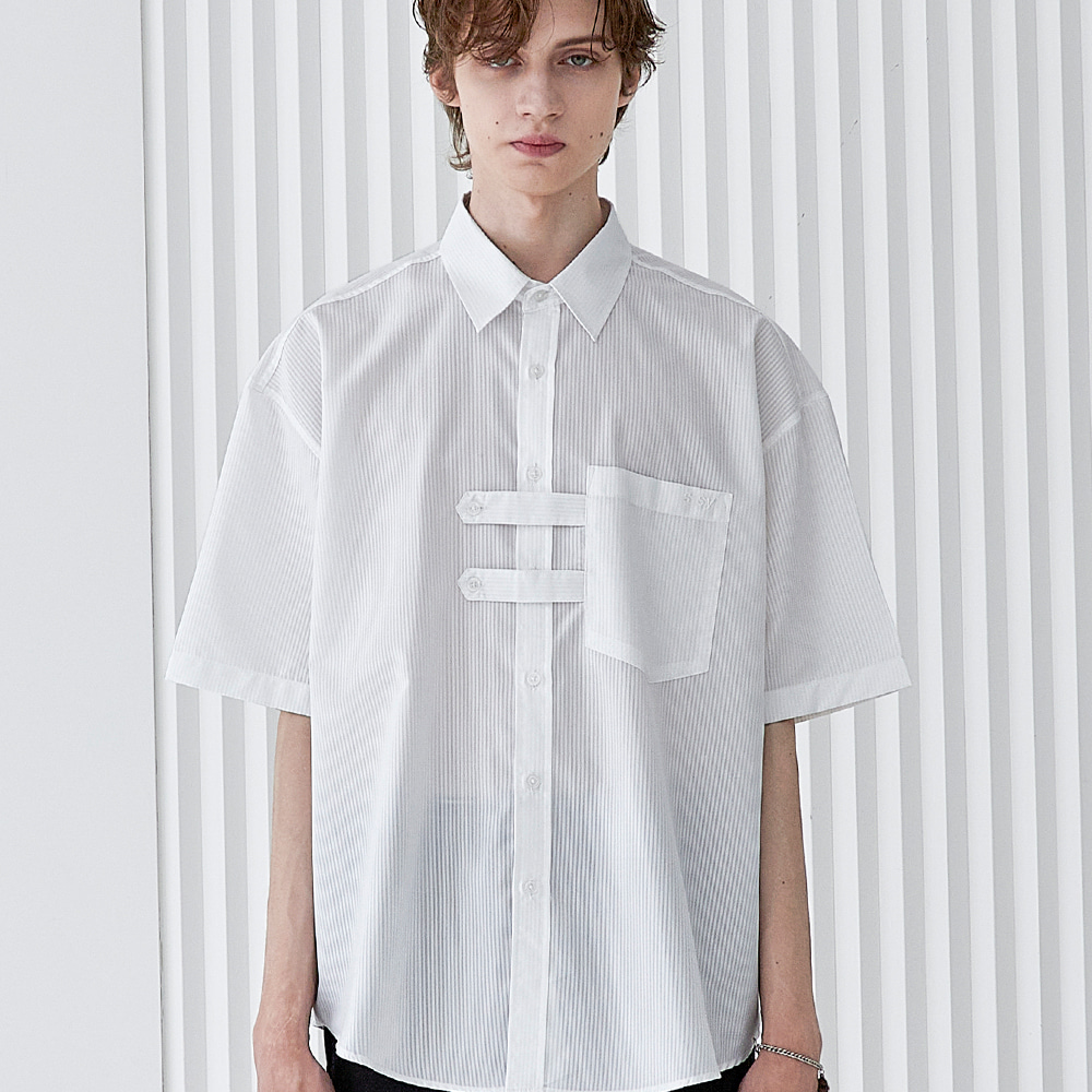doble holder stripe half shirt white