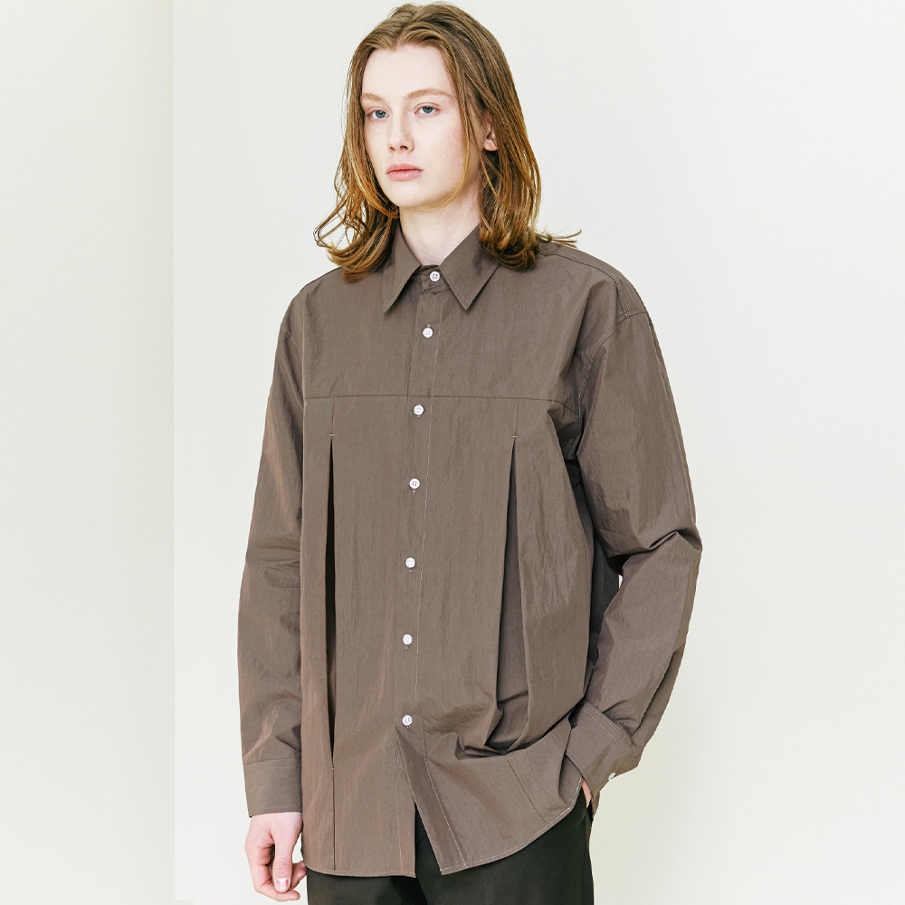 [Compact Cotton] Double Vent Relax Fit Shirt brown