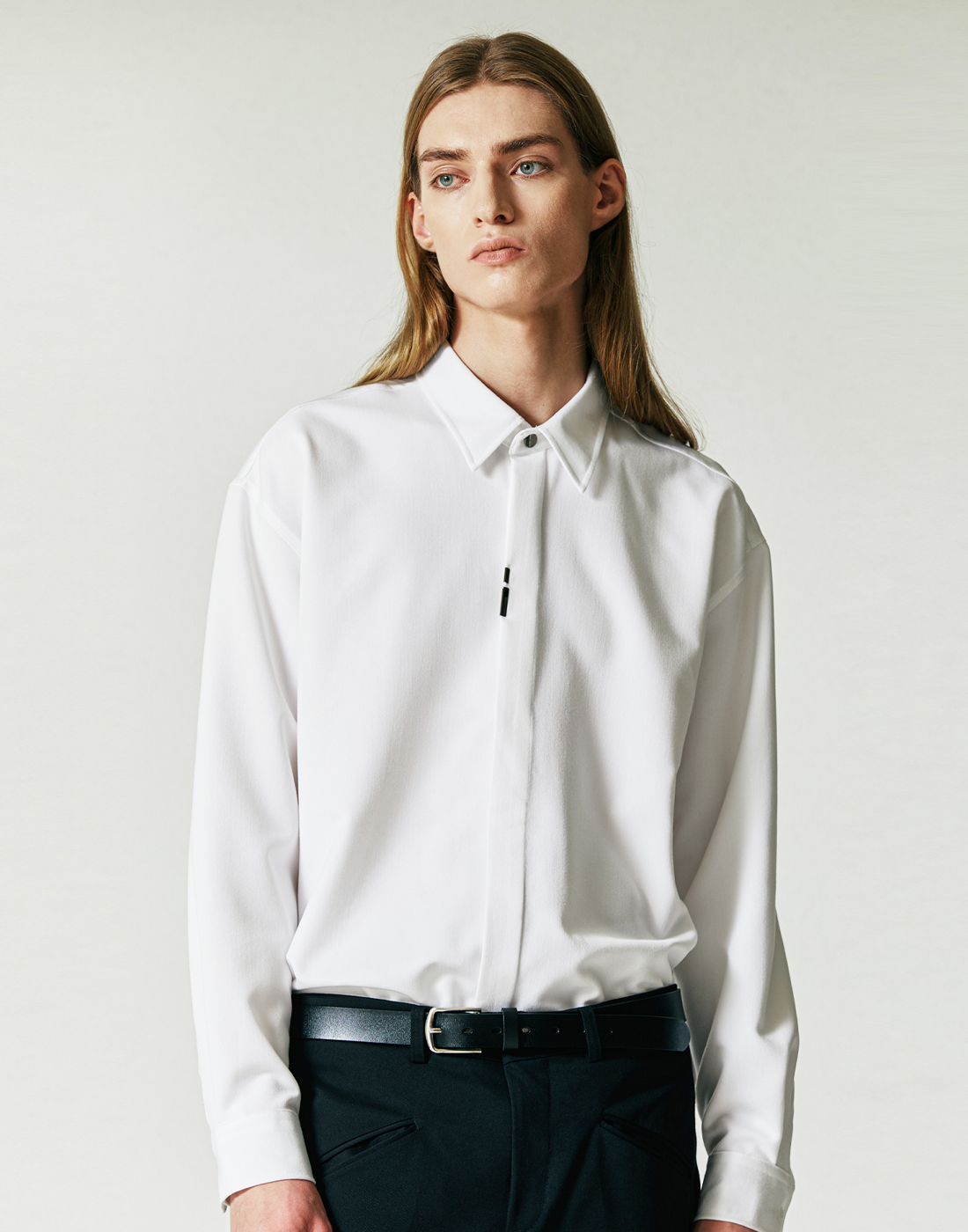 vertical tip basic shirt relaxed fit white