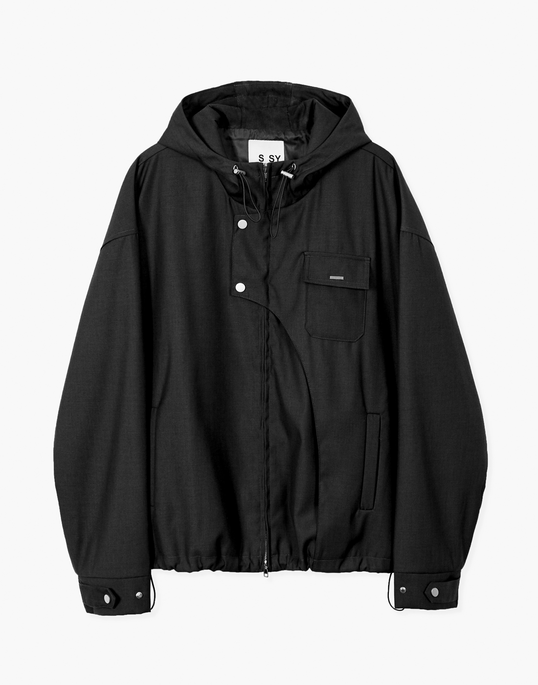 Front arch cover hoodie blouson black