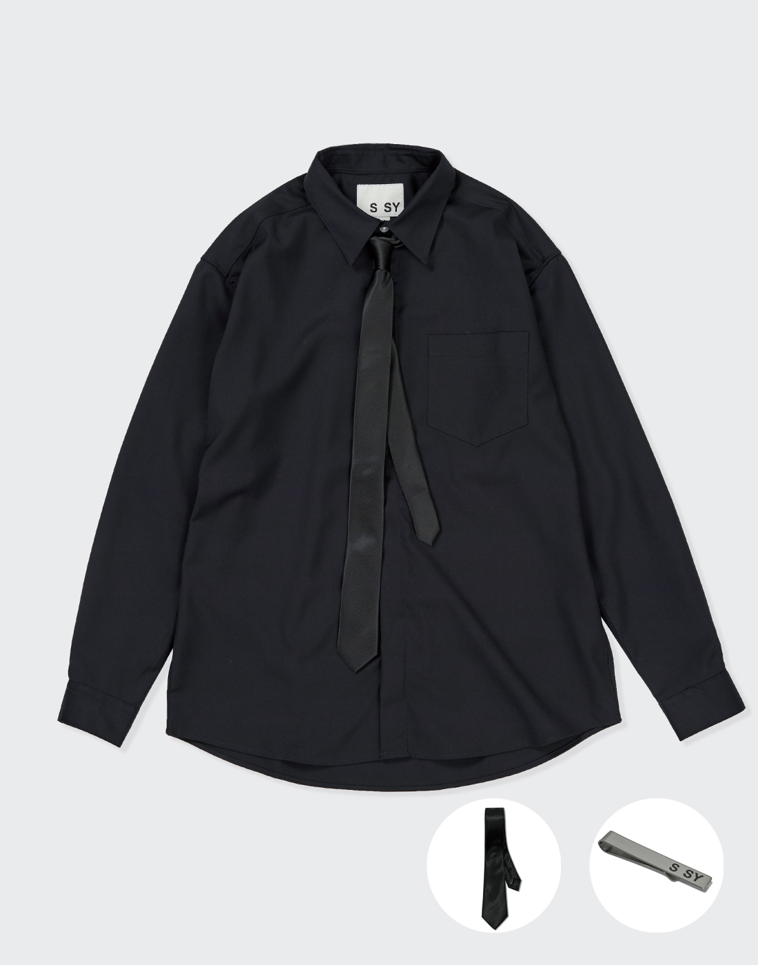 [slim tie+clip] fine twill tip shirt dark indigo