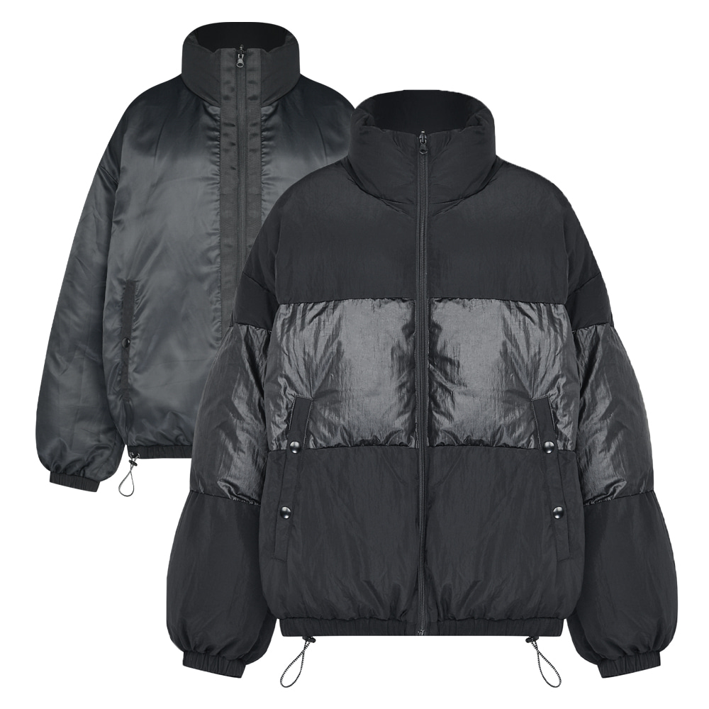 reversible exclusive section short puffer black