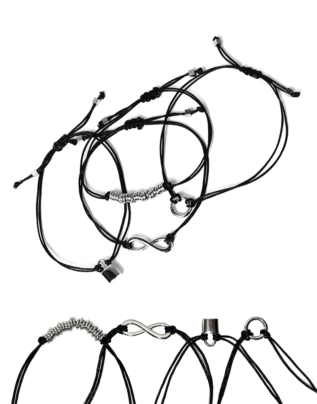 [1+1] symbol pendant thin string bracelet