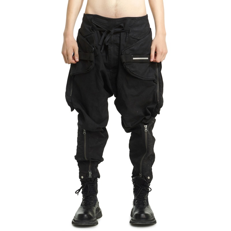 [HAMCUS : 햄커스] BERSERKER Manta Wing Double Pockets Coated Twill Cargo Pants Panthom Black