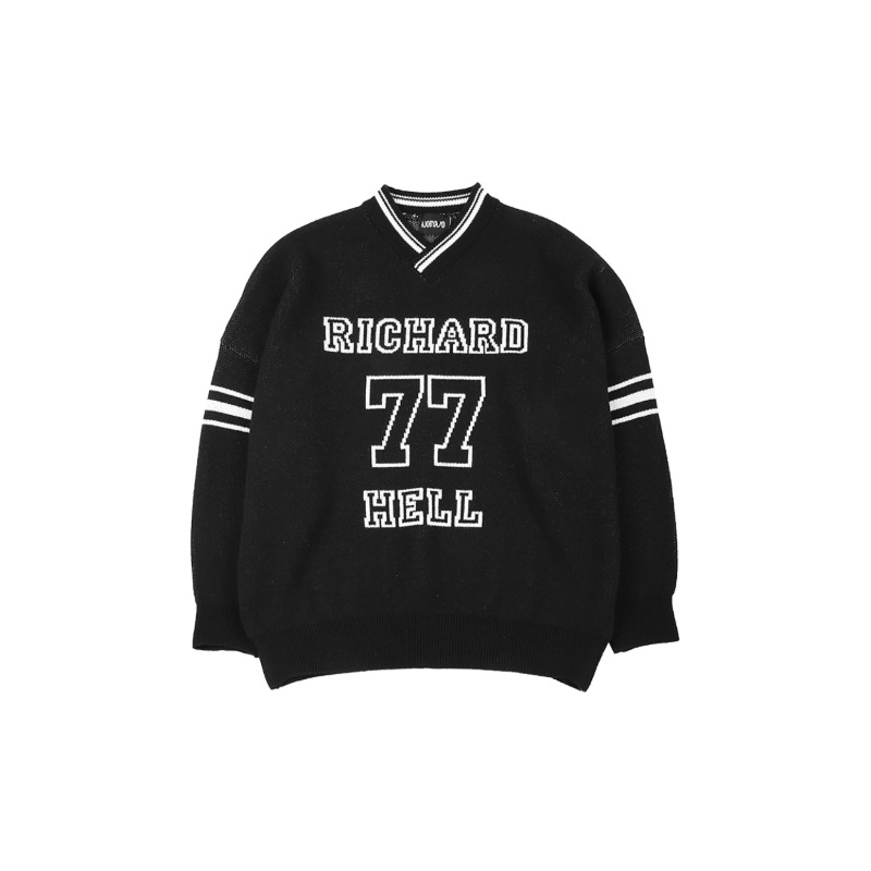 [AJOBYAJO : 아조바이아조] Football Oversized Sweater Black