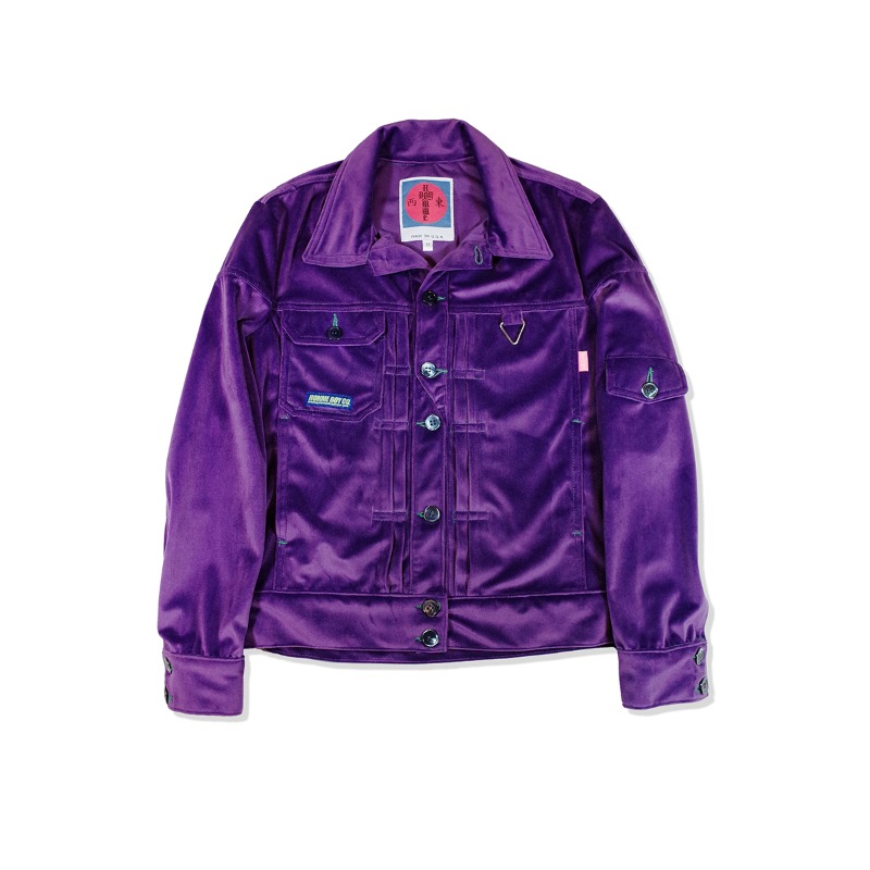 [HOMME BOY CO : 옴므보이] Mod. 2D Purple Pleated Velvet Trucker Jacket