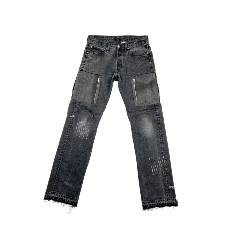 [SECOND&amp;7th : 세컨드앤세븐스] Made In USA Vintage Levi’s 501 Repurposed Interior Cargo Denim Pants Vintage Black
