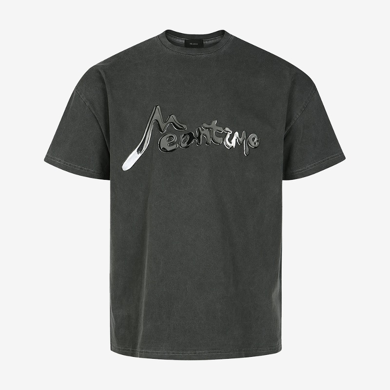 [Meantime : 민타임] Meantime 3D Big Logo Applique T-shirt Washed Black