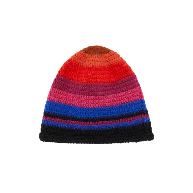 [AGR : 에이지알] Mohair cotton multi color beanie black red