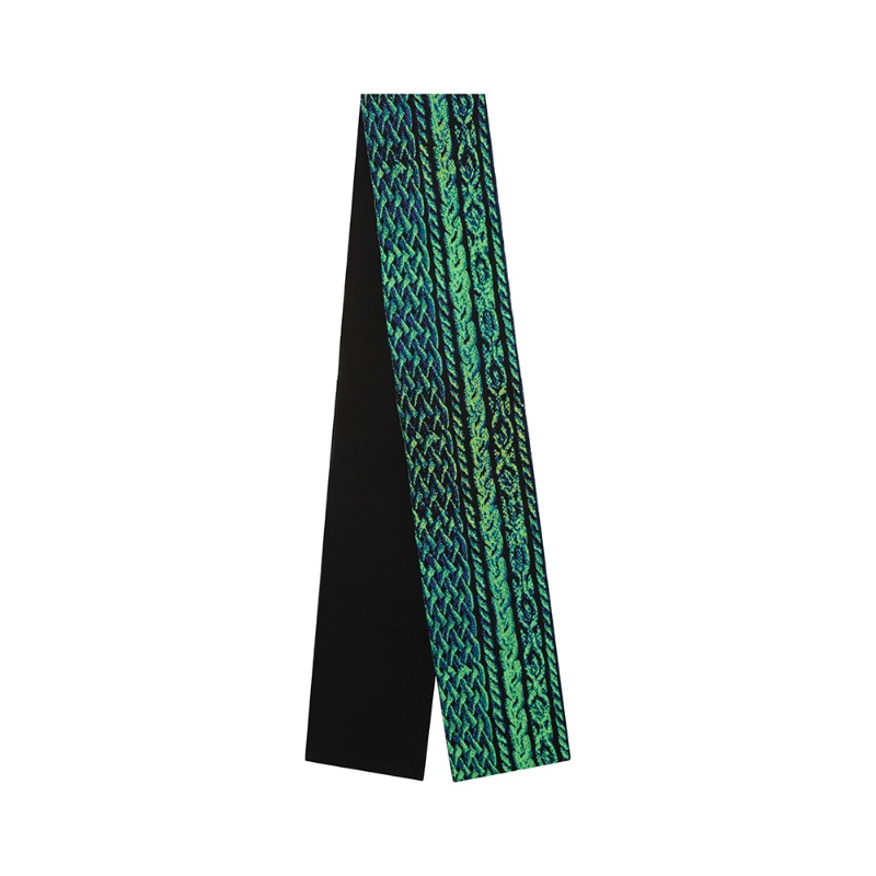 [AGR : 에이지알] Twisted cable texture digital artwork wool jacquard muffler green