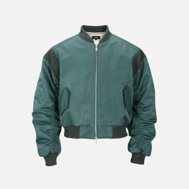 [Meantime : 민타임] &#039;Panopticon&#039; 3D quilted embroidery WR Functional 2L bomber velour green