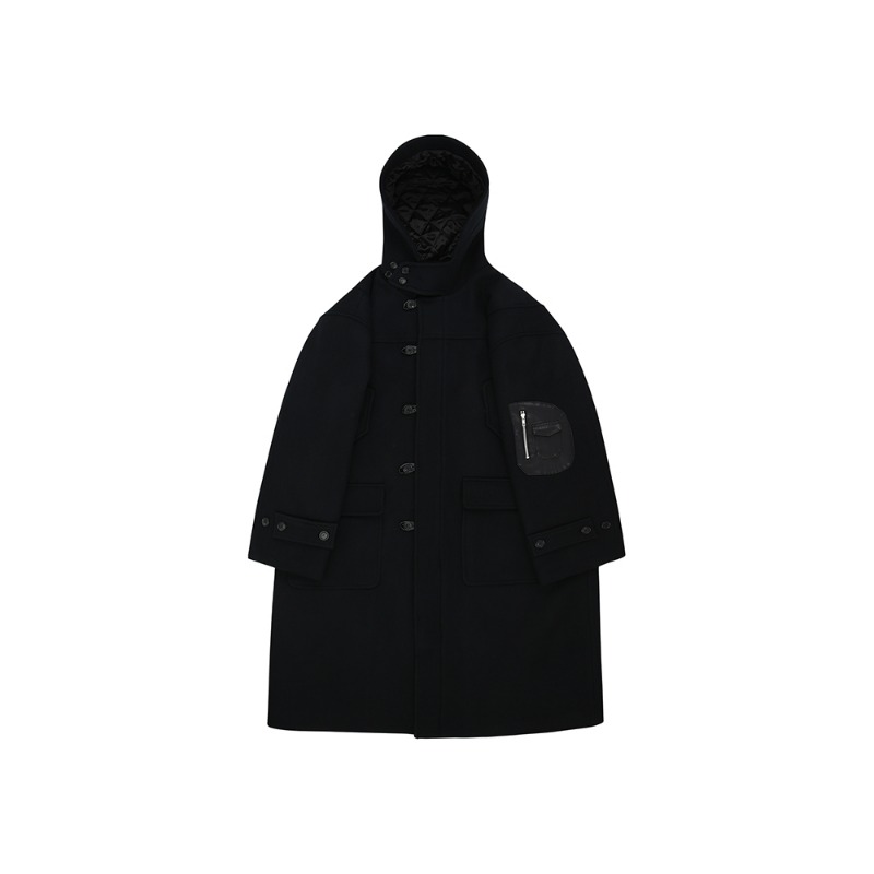 [SUNDAY OFF CLUB : 선데이오프클럽] Leather D pocket oversized woolen coat