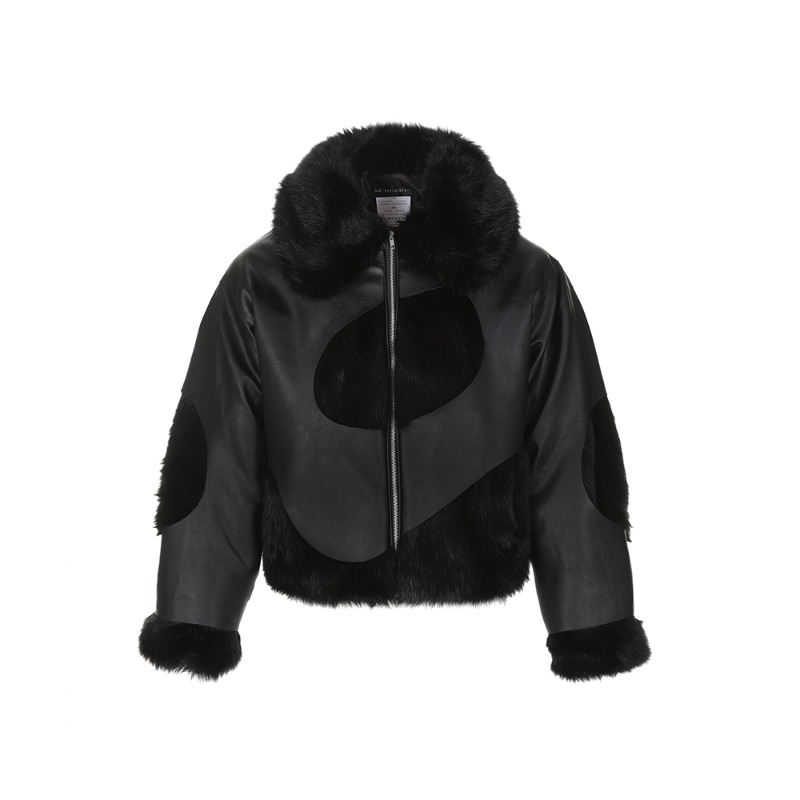 [SURGERY : 써저리]  surgery leather layered fur jacket &#039;black&#039;