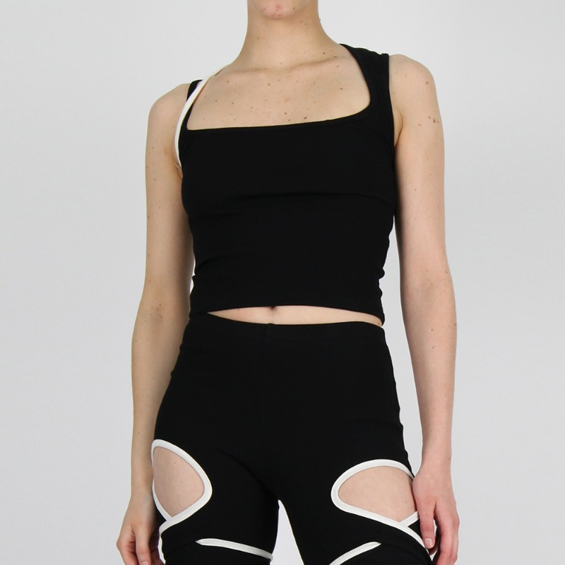[OTTOLINGER : 오토링거] Lounge curved multi panels tank top black