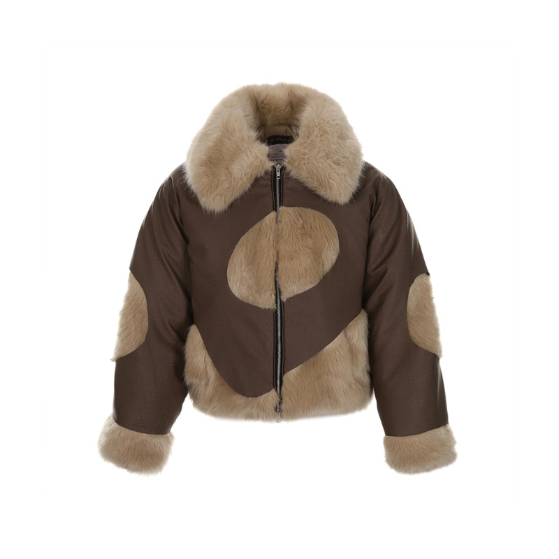 [SURGERY : 써저리]  surgery leather layered fur jacket &#039;brown&#039;