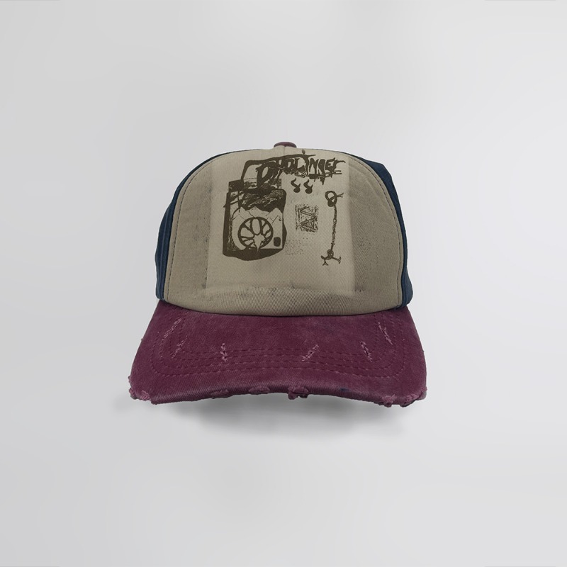 [OTTOLINGER : 오토링거] Faded artwork patchwork distressed cap multi