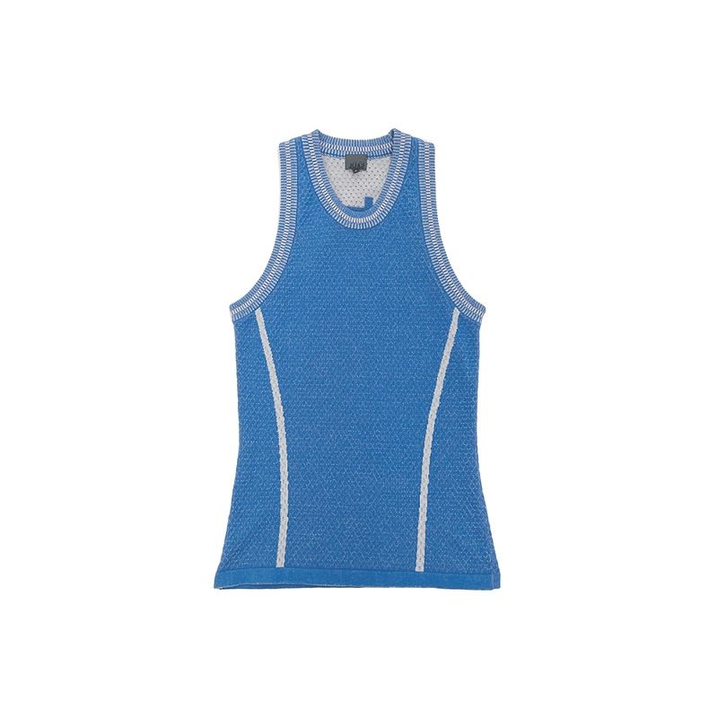 [SAUL NASH : 사울 내쉬] Organic cotton knit mesh sleeveless tank top Electric Blue