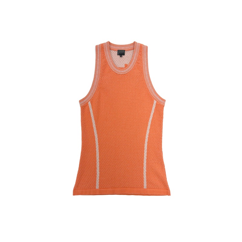 [SAUL NASH : 사울 내쉬] Organic cotton knit mesh sleeveless tank top orange