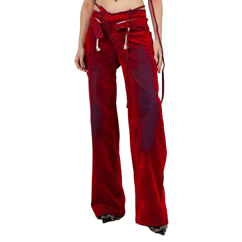 [OTTOLINGER : 오토링거] Double fold denim pants red velvet