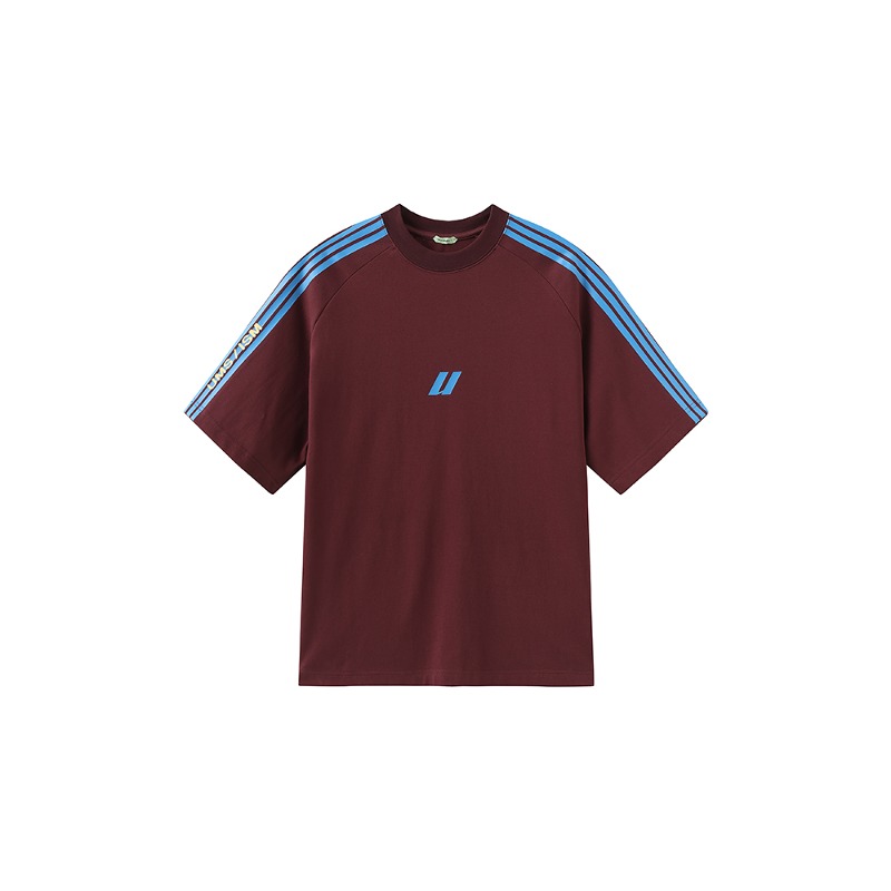 [UMAMIISM : 우마미즘] Athletic lines details U logo t-shirt reddish brown