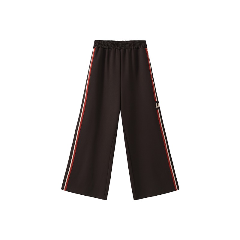 [UMAMIISM : 우마미즘] Side embroidery lines and logo detail track pants brown