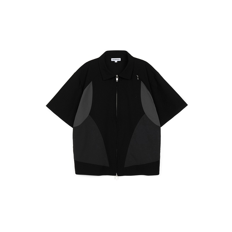 [ANOTHER YOUTH : 어나더유스] 002-23 panel half shirts - black