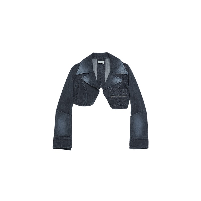 [AE SYNCTX : 에이시넥틱스] CROPPED BLAZER JACKET CHARCOAL