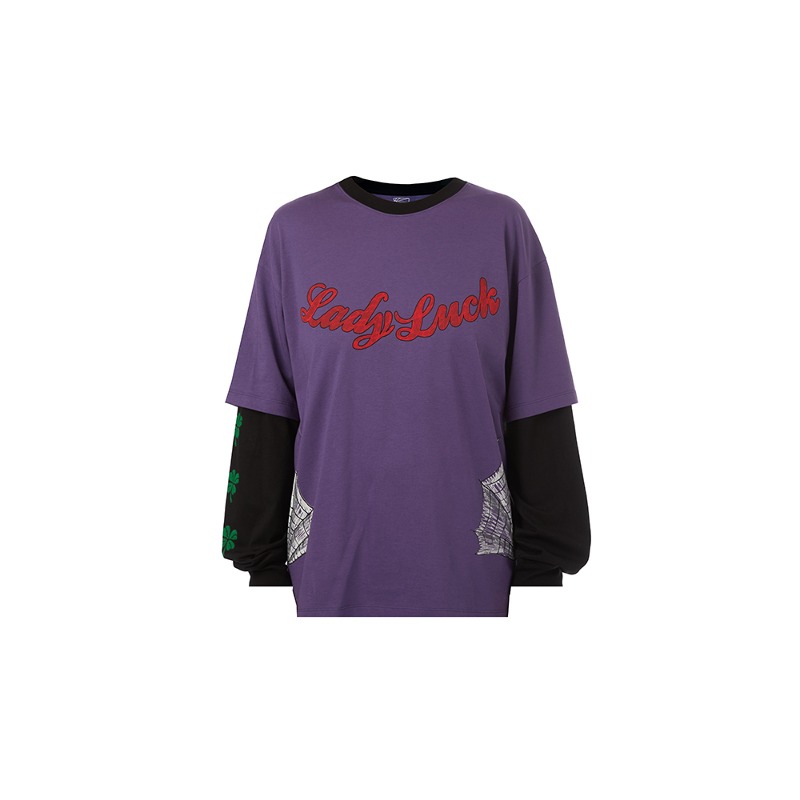 [RASSVET : 라스벳] LADY LUCK double layered long sleeves t-shrit purple black