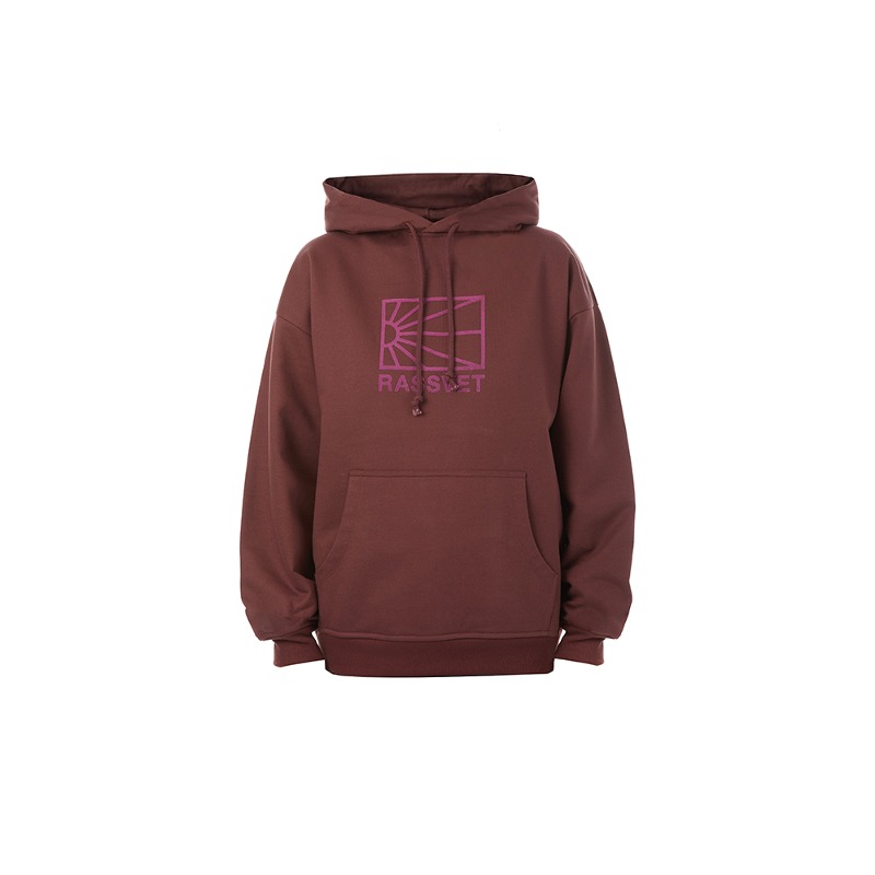 [RASSVET : 라스벳] RASSVET big logo velvet artwork hoodie burgundy