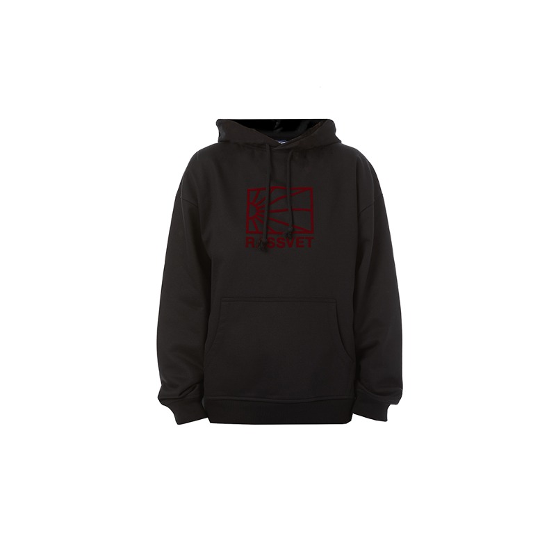 [RASSVET : 라스벳] RASSVET big logo velvet artwork hoodie black